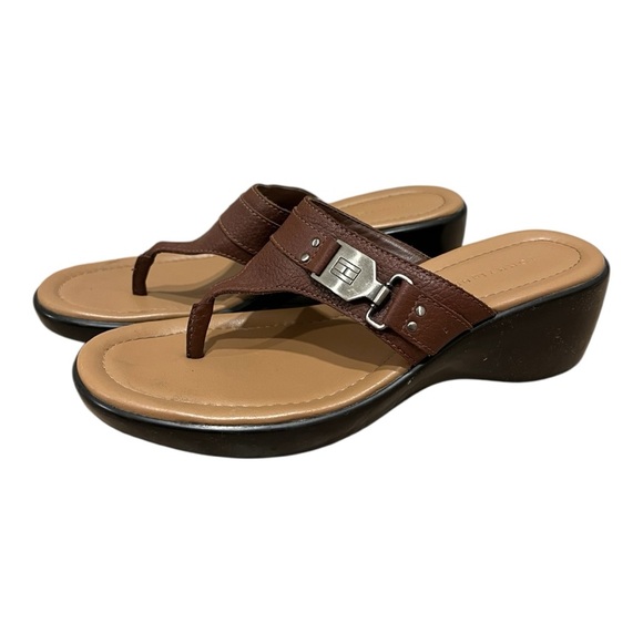 Women’s Tommy Hilfiger Carrie Thong Style Wedge Sandals - Picture 1 of 5